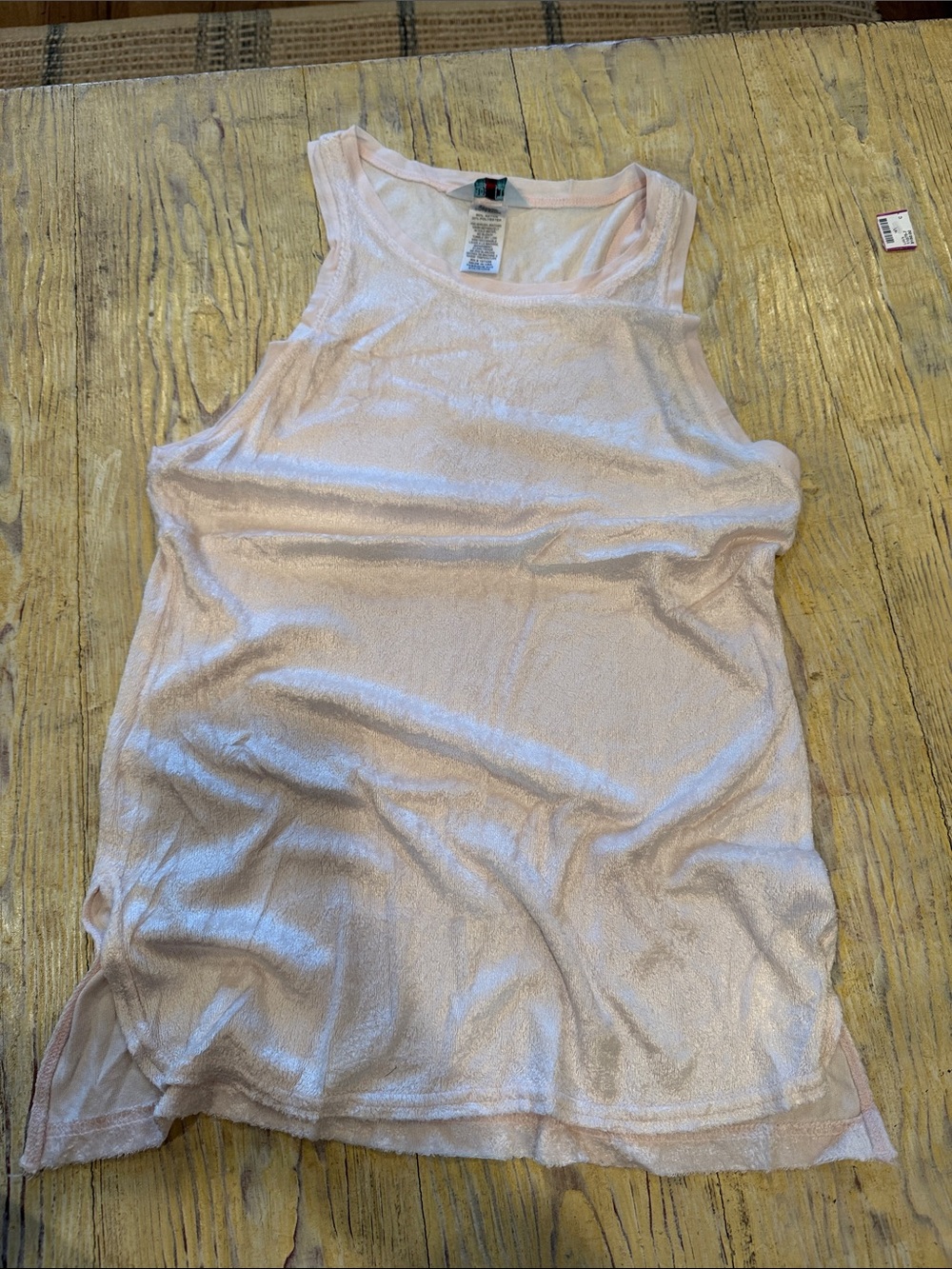 Hard Tail Light Pink Sheer Tank Top shiny terry cloth
